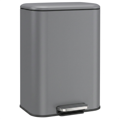 HOMCOM Pattumiera Rettangolare a Pedale 30L, Grigio Scuro