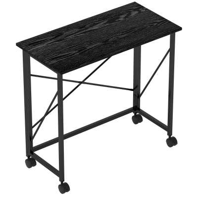 HOMCOM Folding Desk on Wheels 80cm - Black