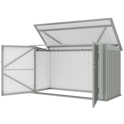 Outsunny Copribidoni per 3 Cassonetti da 240L con 2 Porte Argento