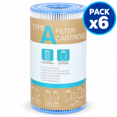 Pack de 6 Cartuchos de Filtro de Repuesto Tipo A, 20,2x10,8x5 cm, Blanco