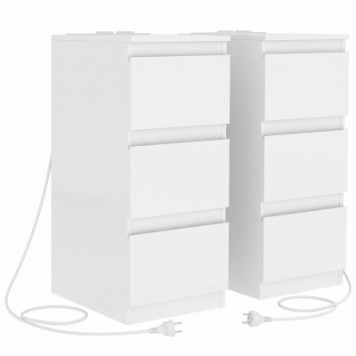 HOMCOM Set 2 Comodini Camera da Letto Slim Stazione Ricarica