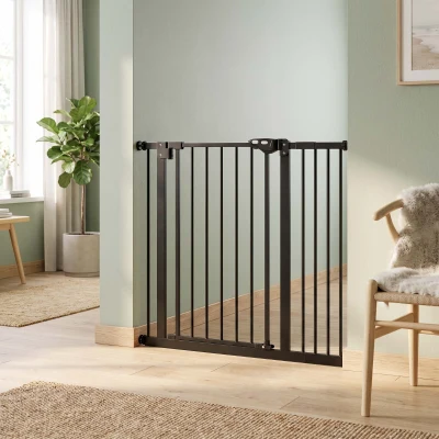 PawHut Barrière Animaux Fermeture Auto Noir Sans Perçage