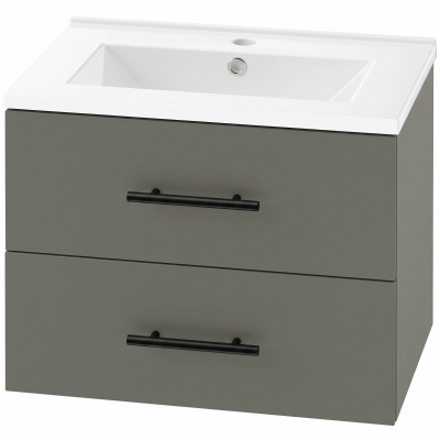HOMCOM Mobile Bagno con Lavabo in Ceramica, Verde