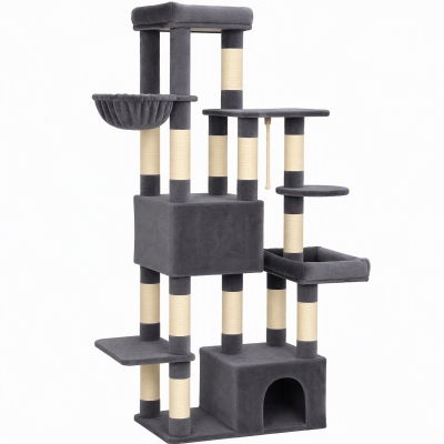 PawHut Tiragraffi per Gatti Alto 180cm con 2 casette e 2 Lettini
