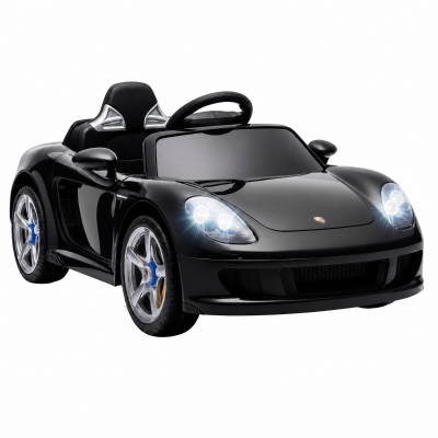 AIYAPLAY Porsche 12V elektrische kinderauto met lithiumaccu, afstandsbediening, 2 motoren, zachte start en achterwielvering