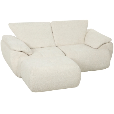 HOMCOM Sofá Modular en L de 2 Plazas con Otomana Reversible Sofá de Chenilla con Asiento Ancho No Requiere Montaje Crema
