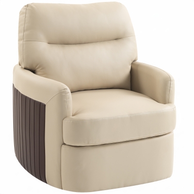 HOMCOM Swivel Accent Chair PU Leather Modern Armchair Cream White