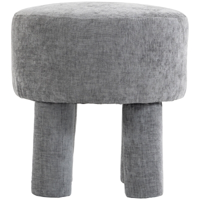 HOMCOM Fußhocker aus modernem Chenille Polsterhocker mit Holzbeinen 43 cm Hellgrau