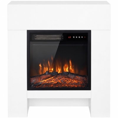 HOMCOM Elektrokamin mit Kaminsims Heizung TV-Stand Kamin inkl Fernbedienung 50 Zoll 75cm Weiß