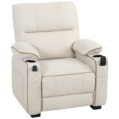 HOMCOM Electric Massage Recliner Armchair Heat Memory Beige