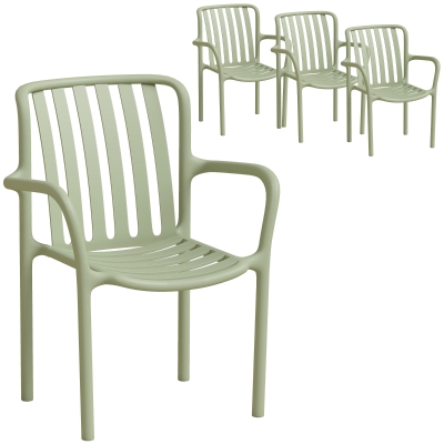 HOMCOM Chaises Salle à Manger Lot de 4 Empilables Vert Dossier Lattes