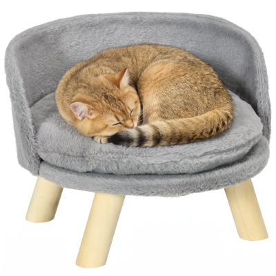 PawHut Canapé Lit Chien Scandinave Coussin Amovible Gris