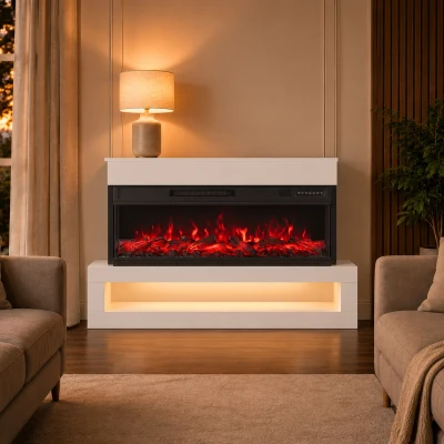 HOMCOM Electric Fireplace 3-Sided Wall Mounted Adjustable Flame