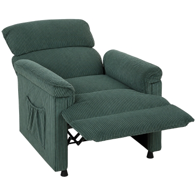 HOMCOM Electric Recliner Armchair Massage Heat Corduroy Green