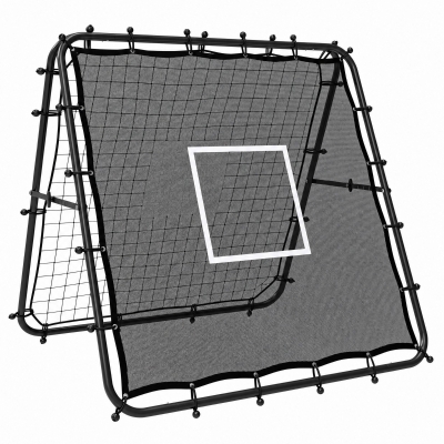 SPORTNOW Red de Rebote de Fútbol Plegable de Doble Cara con 5 Ángulos Ajustables 36 Cuerdas Elásticas 120x99,5x111,5 cm Negro