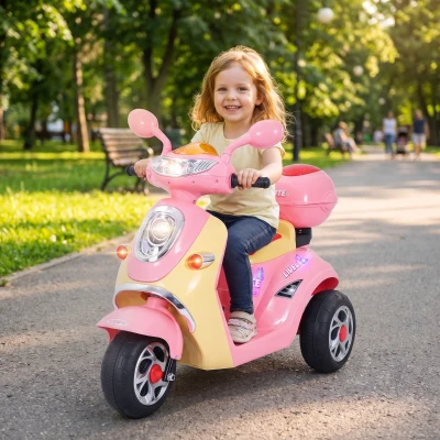 Homcom Moto Scooter Électrique Enfant Rose 108x51x75cm