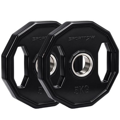 SPORTNOW Conjunto de 2 Discos de Pesas de 5 kg con Orificio de 50 mm para Entrenamiento de Fuerza  Ø24x3,5 cm Negro
