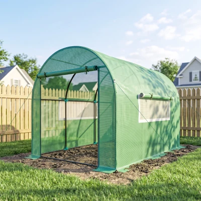 Outsunny Serre Tunnel 3x2x2m Acier PE Anti-UV Vert