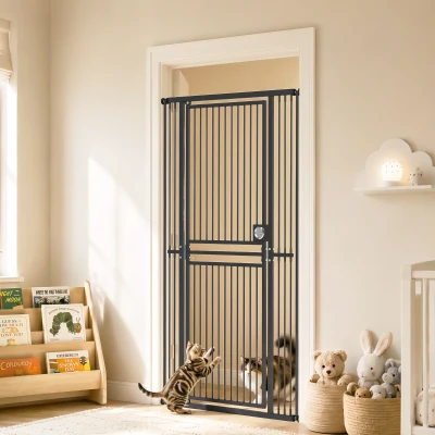 PawHut Extra Tall Pet Gate 180cm Adjustable Pressure Fit Black