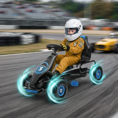 HOMCOM skelter, kindervoertuig met pedaal, pedaalauto, outdoor, blauw+zwart