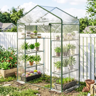 Outsunny Walk-in Greenhouse Steel Frame 143x73cm Green