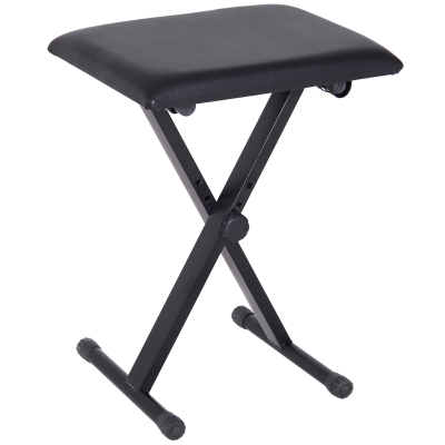 HOMCOM pianokruk pianobank piano bank cosmetische kruk in hoogte instelbaar inklapbaar metaal kunstleer schuimstof zwart 39 x 29 x 45-51 cm