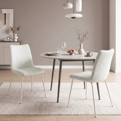 HOMCOM Pack de 2 Sillas de Comedor de Terciopelo con Asiento Respaldo Acolchado y Patas Metálicas Blanco