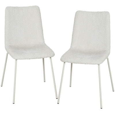 HOMCOM Pack de 2 Sillas de Comedor de Terciopelo con Asiento Respaldo Acolchado y Patas Metálicas Blanco