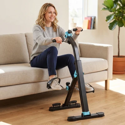 SPORTNOW Pedalera de Rehabilitación Plegable con Pantalla LCD y Rodillos Masajeadores