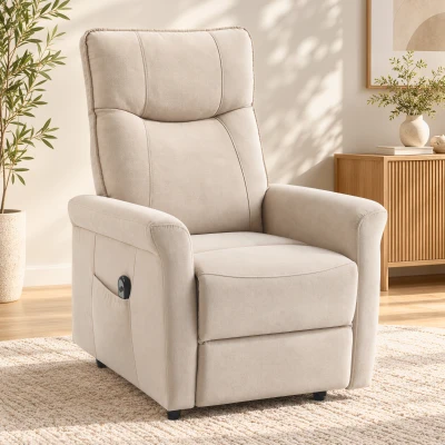 HOMCOM Fauteuil Releveur Électrique Chenille Dossier Inclinable Crème