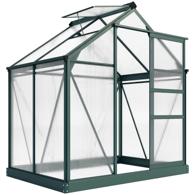 Outsunny 6x4ft Polycarbonate Greenhouse Dark Green