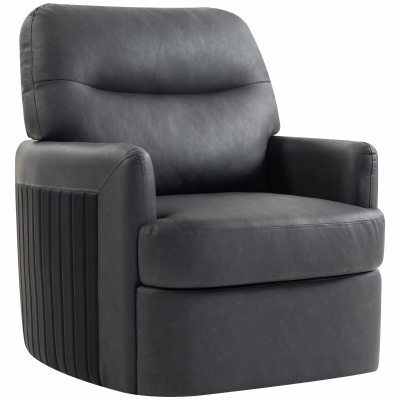 HOMCOM Swivel Accent Armchair PU Leather Modern Dark Grey