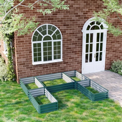 Outsunny Jardinière Acier Modulable Vert 5 Pièces Légumes