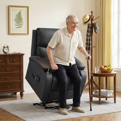 HOMCOM Riser Recliner Chair Electric Massage Table Black