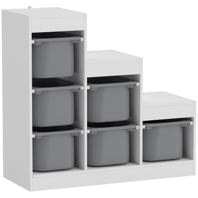 AIYAPLAY Meuble Rangement Enfants 6 Bacs Amovibles 3 Niveaux Gris
