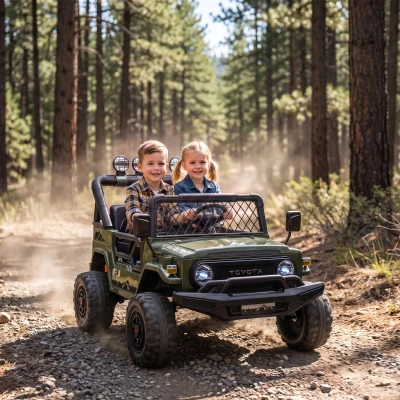AIYAPLAY Coche Eléctrico Infantil TOYOTA FJ 24V para Niños con Mando a Distancia Motor 200W Batería de Litio Biplaza para 3-8 años
