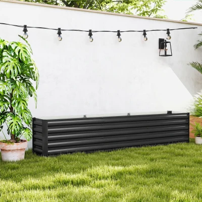 Outsunny Carré Potager Surélevé Acier 240x40x45cm Gris Foncé