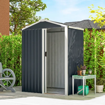 Outsunny Abri Jardin 1,1m² Gris Foncé Porte Coulissante