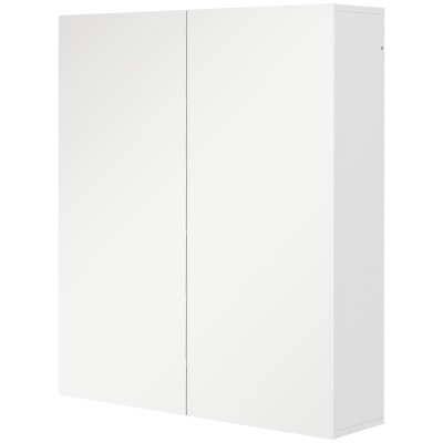 kleankin Armário de Casa de Banho com Espelho de Parede com 2 Portas e Prateleira Ajustável Fecho Suave 60x15x70 cm Branco
