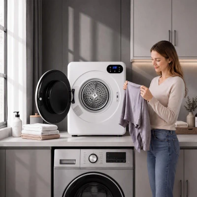 HOMCOM Secadora de Evacuación 3 kg 1000W con Pantalla Táctil Control de Tiempo y Temperatura Función Antiarrugas Blanco