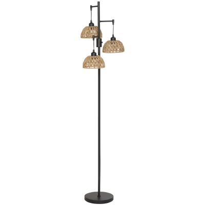 HOMCOM 3-Light Floor Lamp Paper Rope Shades Living Room