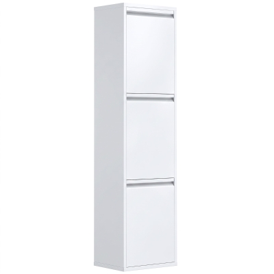 HOMCOM Caixote do Lixo de Cozinha 45 L com 3 Compartimentos, Design Estreito, Fecho Suave, Baldes Removíveis, Branco