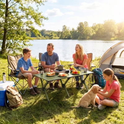 Outsunny Campingtisch Klapptisch mit Aufrollbarer Tischplatte, X-Rahmen Tragetasche 116 x 59 cm Militärgrün