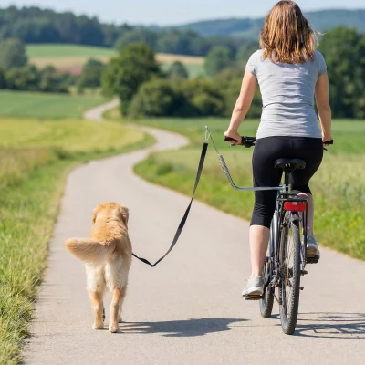 PawHut Hondenfietslijn met schokabsorberend systeem, verstelbare riem, afneembare snelkoppeling, ideaal voor training en joggen, Zilver+Zwart