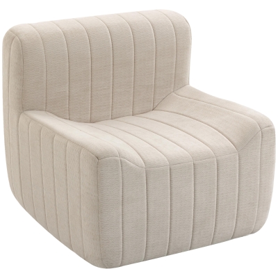 HOMCOM Poltrona Individual em Chenille com Design Comprimido, Cadeirão para Sala com Encosto Firme e Espuma, Bege