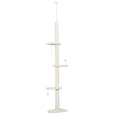 PawHut Adjustable Cat Climbing Tower Sisal Beige 225-255cm