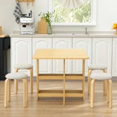 HOMCOM Tabourets Ronds Empilables Sans Dossier 40x40x45cm Crème