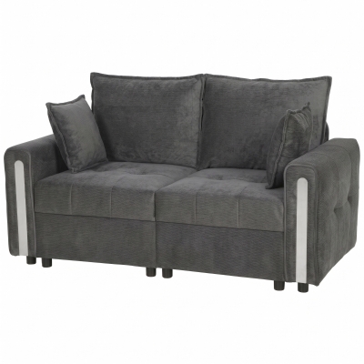 HOMCOM 2-Seater Velvet Storage Sofa Lift-Up Loveseat 168cm Dark Grey