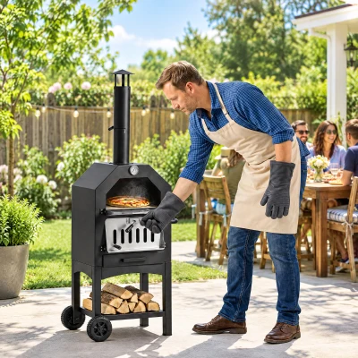 Outsunny Charcoal BBQ Grill 3-Tier Stainless Steel Garden