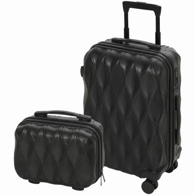 HOMCOM 2-Piece ABS Suitcase Set TSA Lock USB 12/20in Black